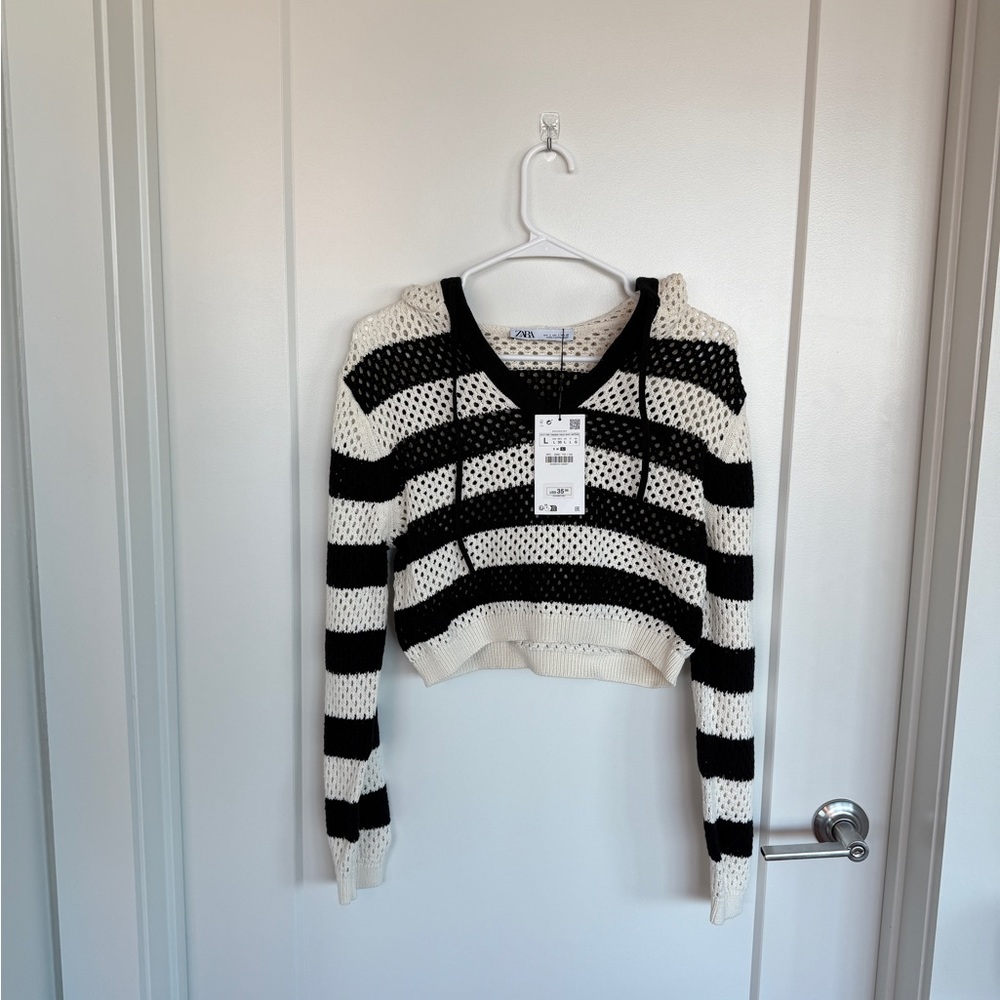 Zara mesh cropped hoodie